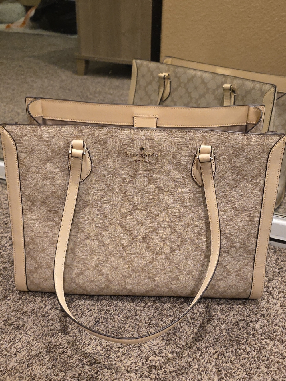 kate spade beige floral-print tote